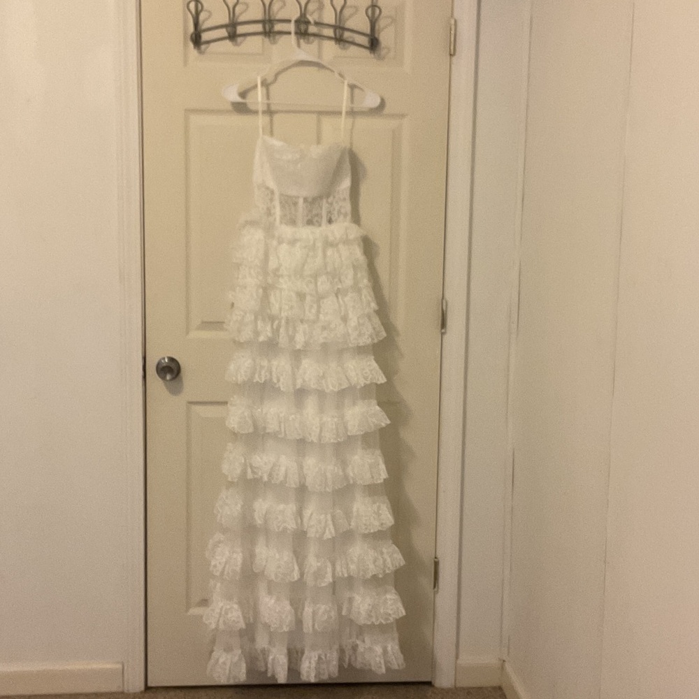 Fashion Nova White Strapless Lace Dress - Picture 1 of 3